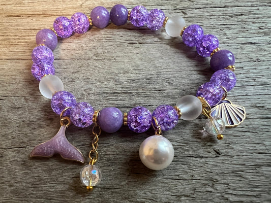 Purple Ocean Whale Tail Beaded Bracelet