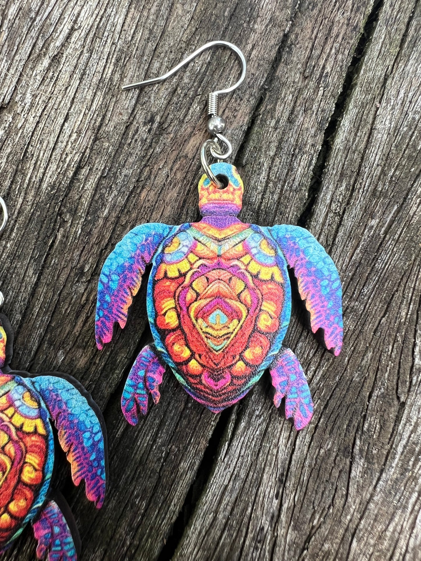 Pretty Lux Wood Turtle Earrings