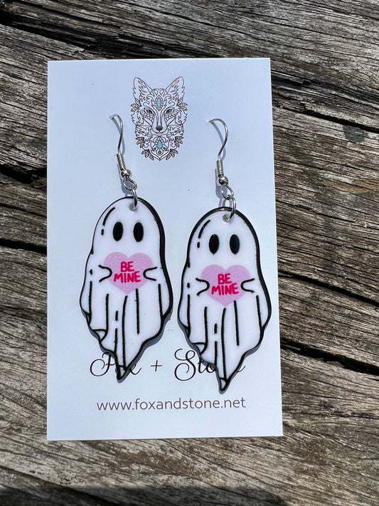 Be Mine Ghost Halloween Earrings
