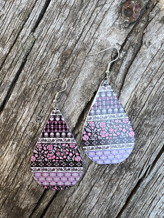 Floral Garden Wood Earrings