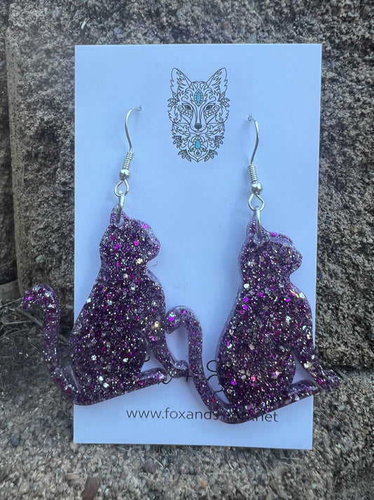 Glitter Cats Five Earrings