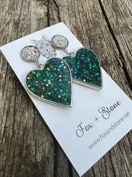Beautiful Glitter Studs Shamrock Earrings