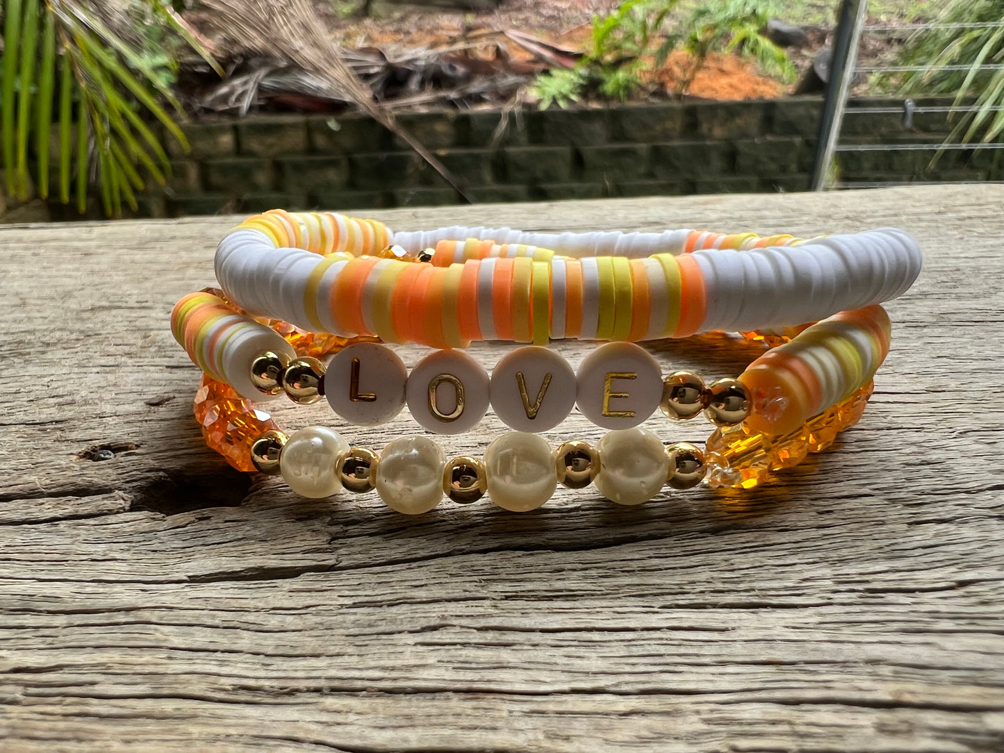 Love Polymer Clay Heishi Bracelet Set
