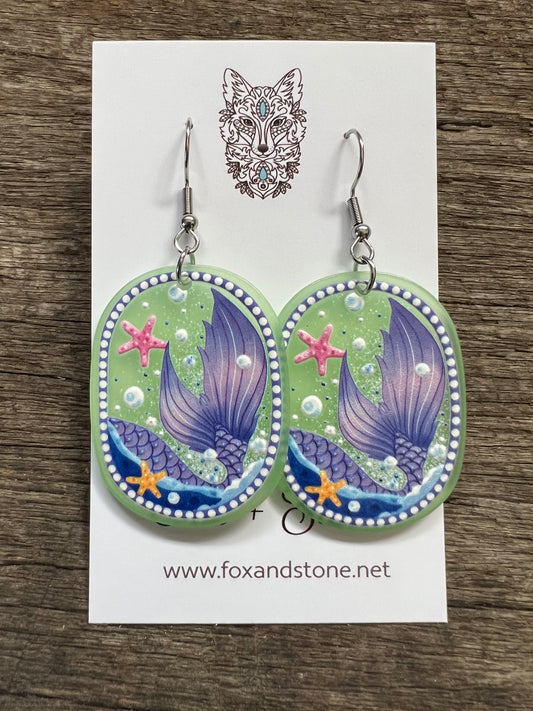 Mermaid Tail Ocean Earrings