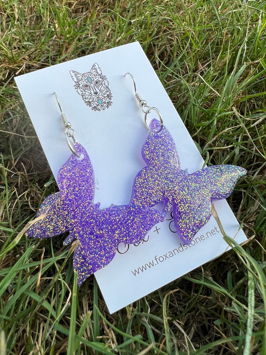 Sorbet Holographic Glitter Butterfly Earrings