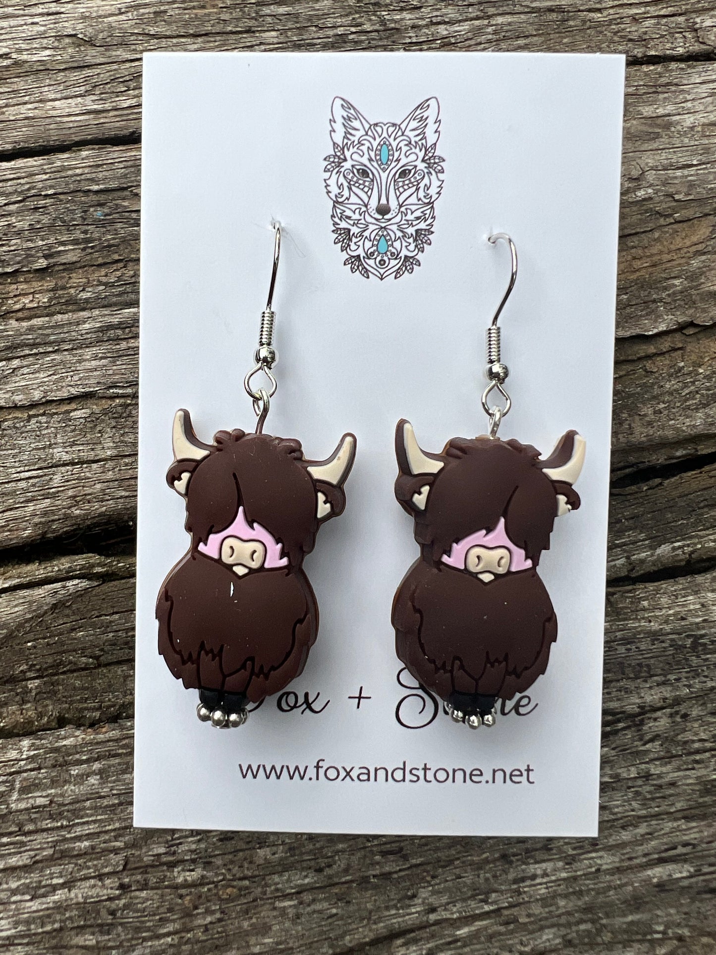 Super Cute Dark Highland Cow Earrings