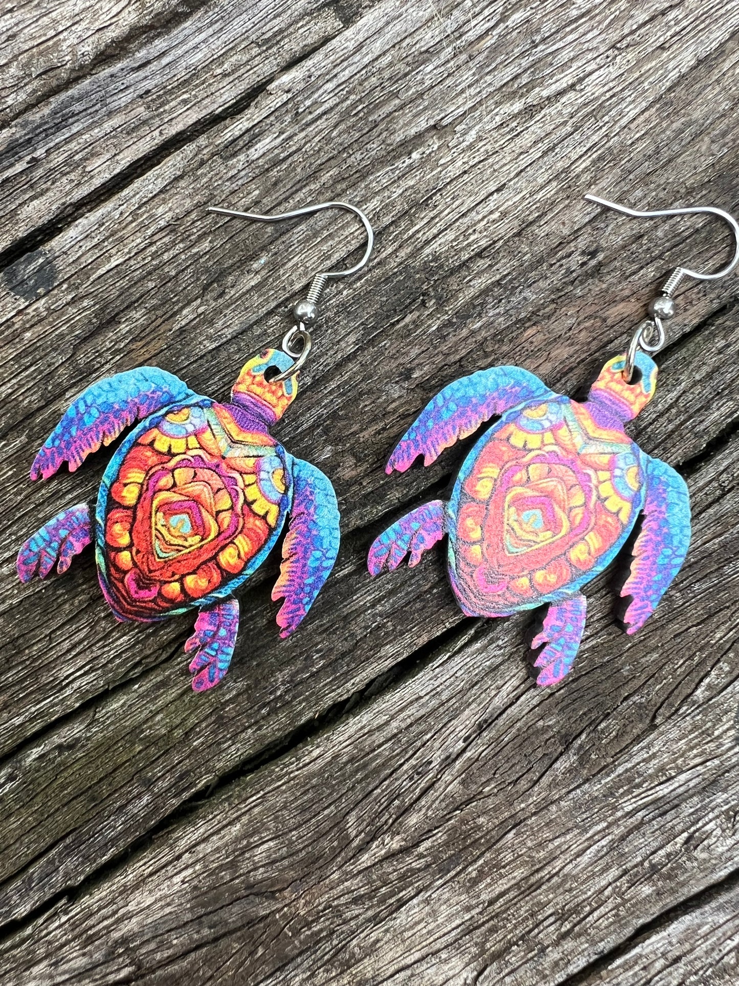 Pretty Lux Wood Turtle Earrings