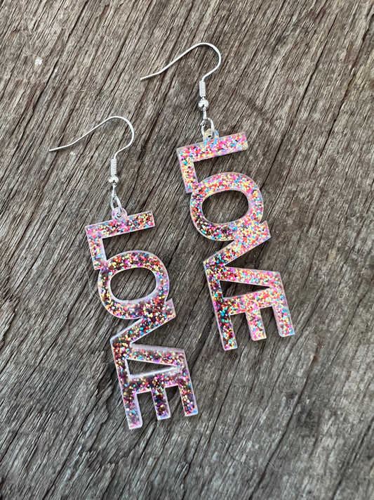 Confetti LOVE Dangle Earrings