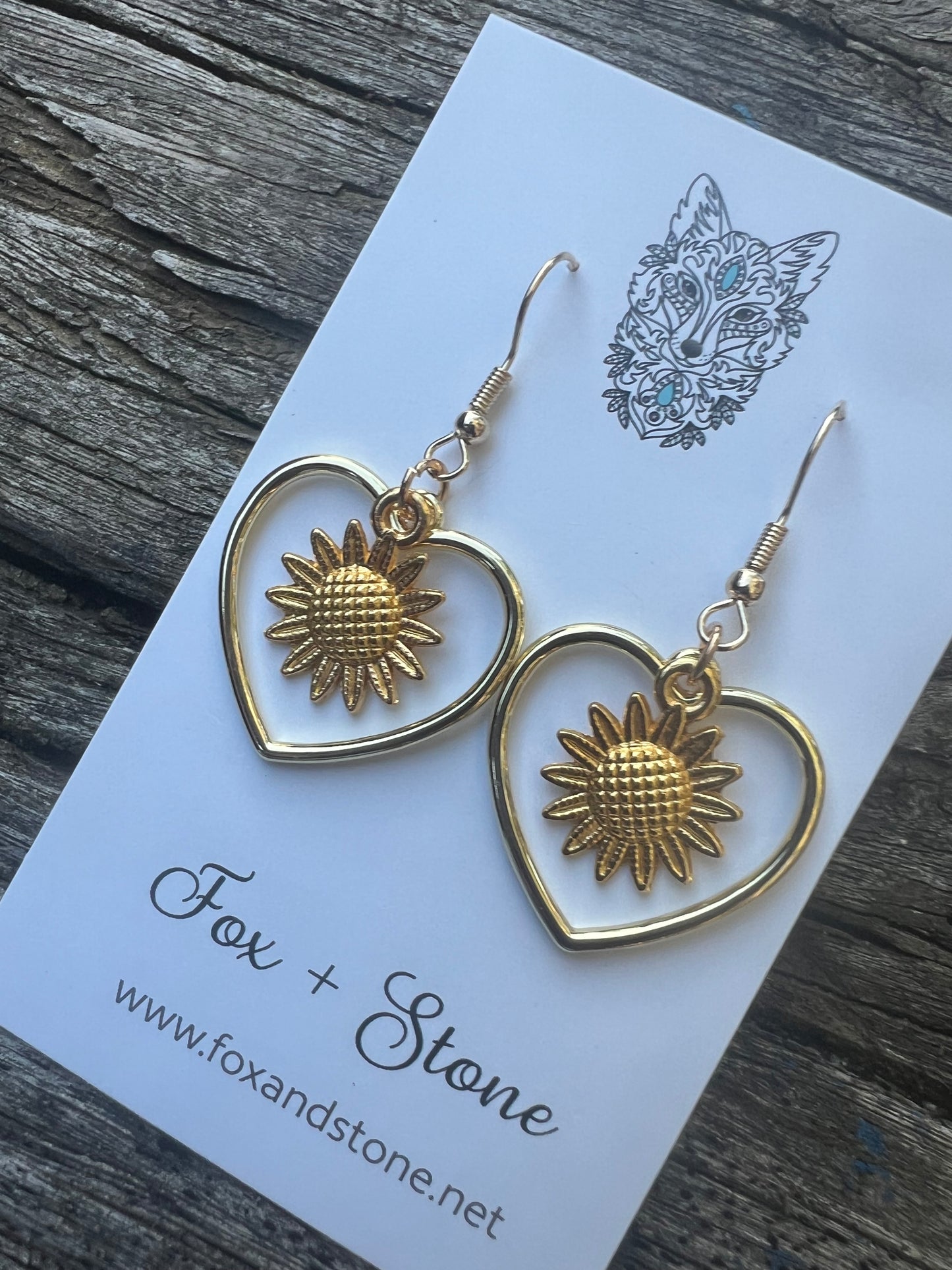Sunflower Love Gold Hearts Dangles