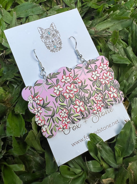 Pink Jaycinta Flower Earrings