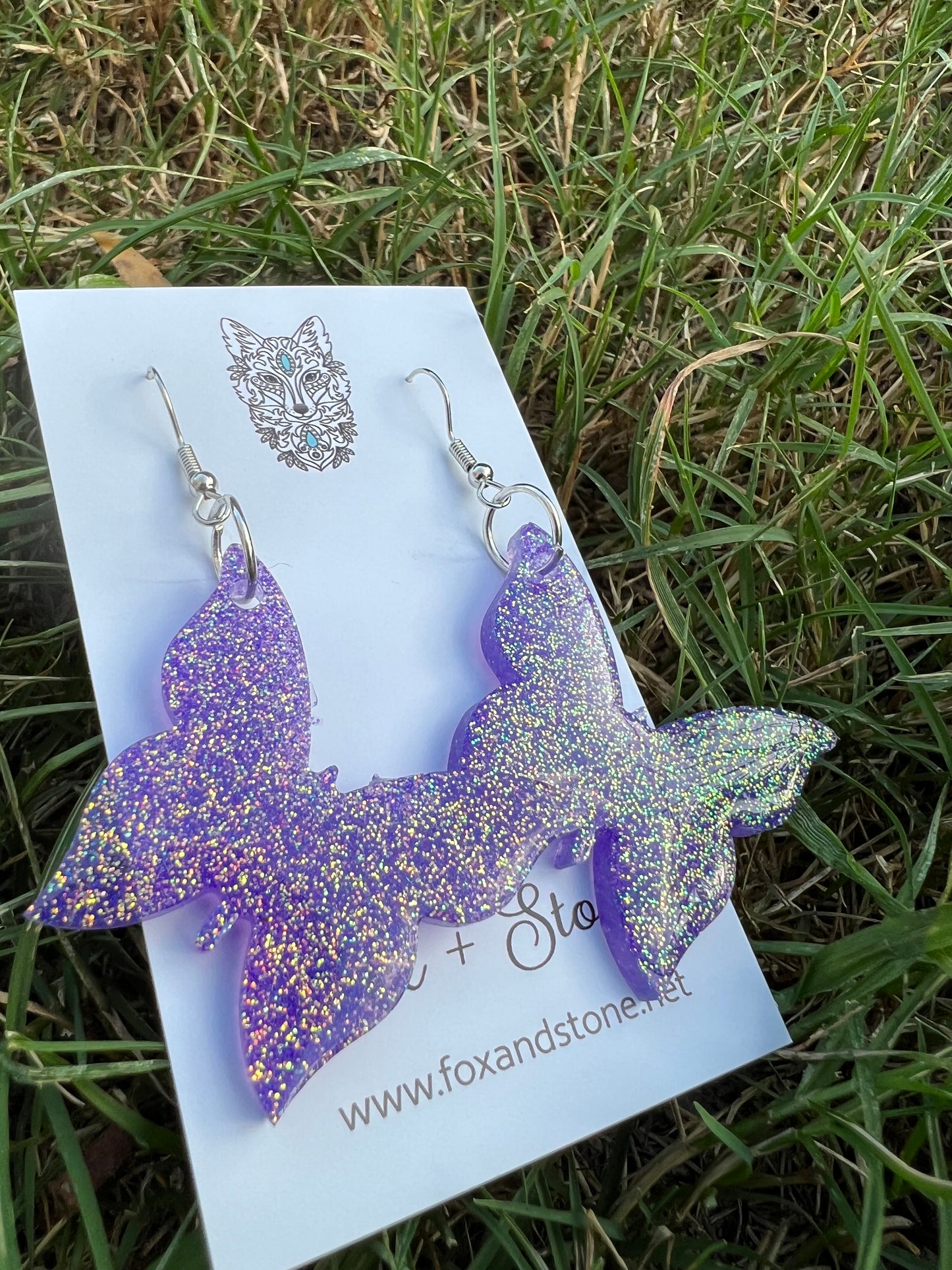 Sorbet Holographic Glitter Butterfly Earrings