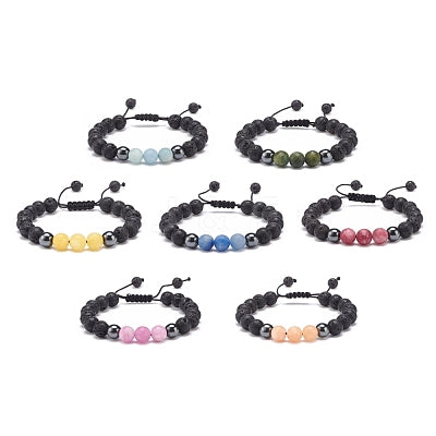 Deep Mulberry Jasper Lava Hematite Gemstone Bracelet