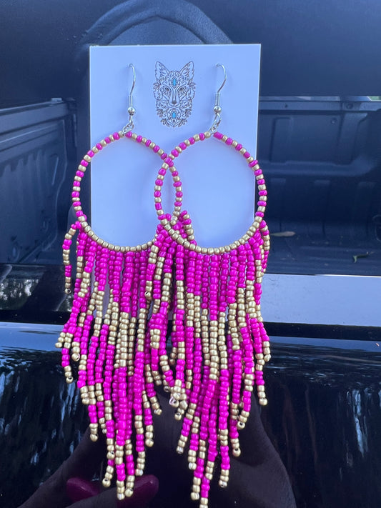 Gorgeous Hoop Beaded Dangle Earrings