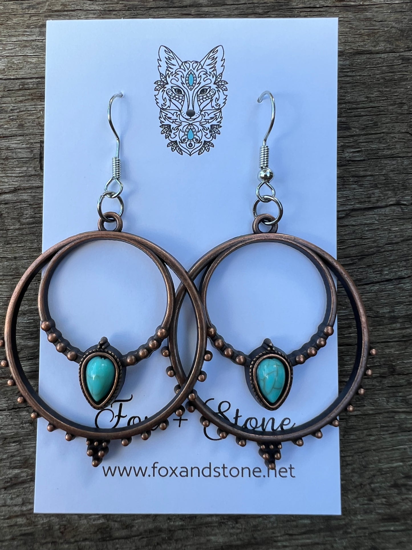 Big Bronze Dyed Turquoise Earrings