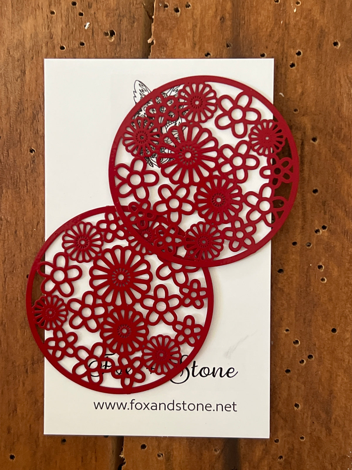 Natasha Red Filigree Earrings