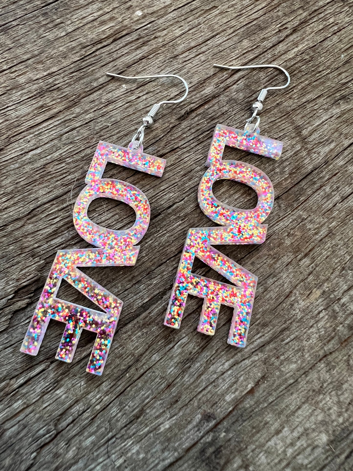 Confetti LOVE Dangle Earrings