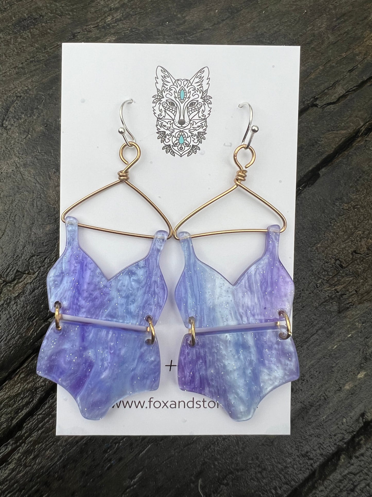 Stunning Purple Shimmer Bikini Earrings