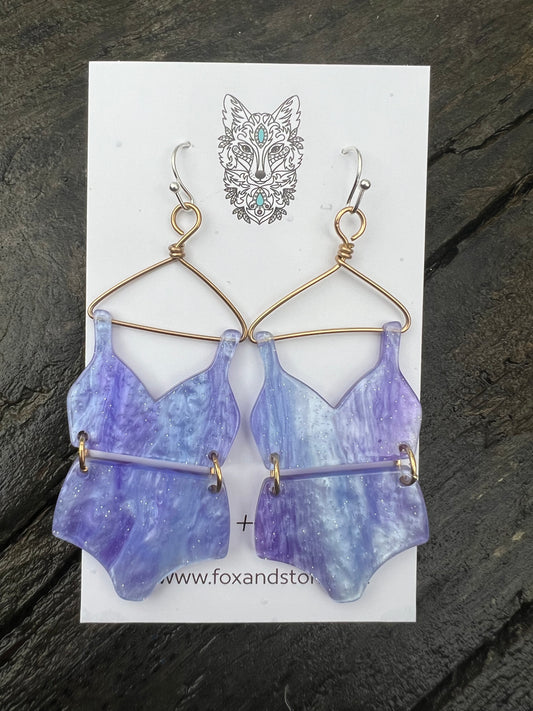 Stunning Purple Shimmer Bikini Earrings