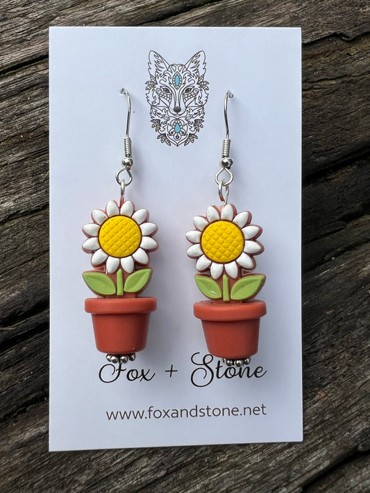 Sunflower in Terracotta Pots Earrings