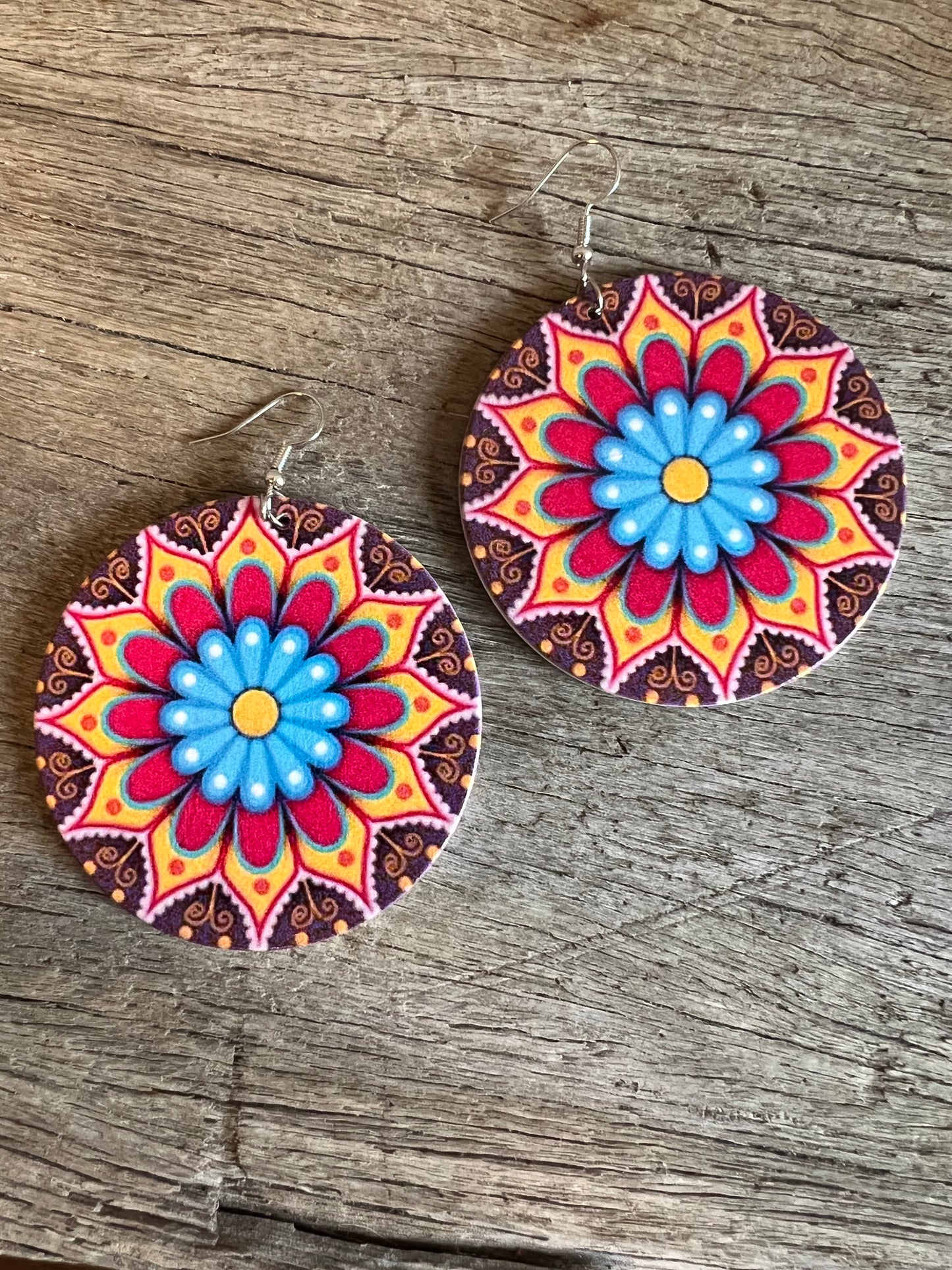 Bold Round Mabel Wood Earrings