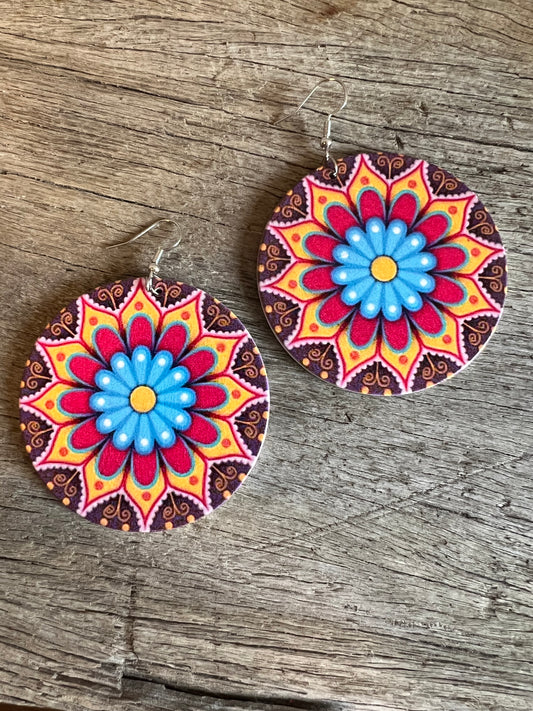 Bold Round Mabel Wood Earrings