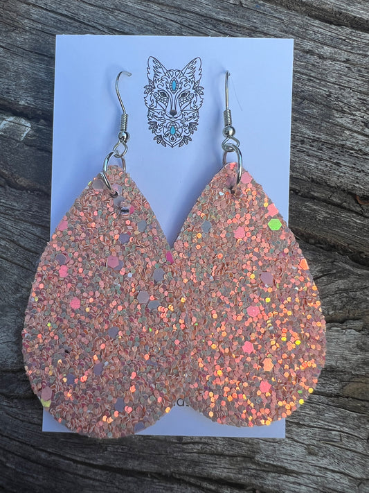 Pink Salmon Lushious Sparkle Sequin Earrings