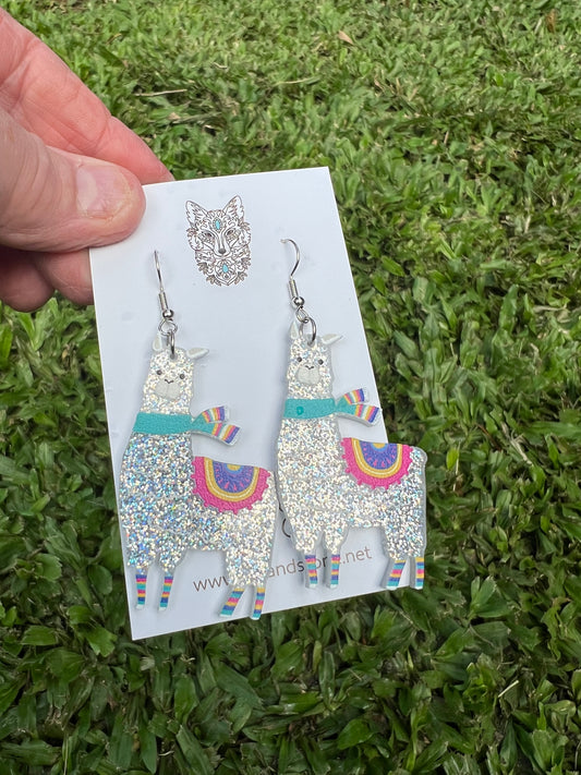 Pretty Silver Llama Earrings