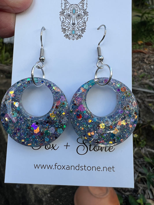 Hollow Round Sparkle Glitter Earrings