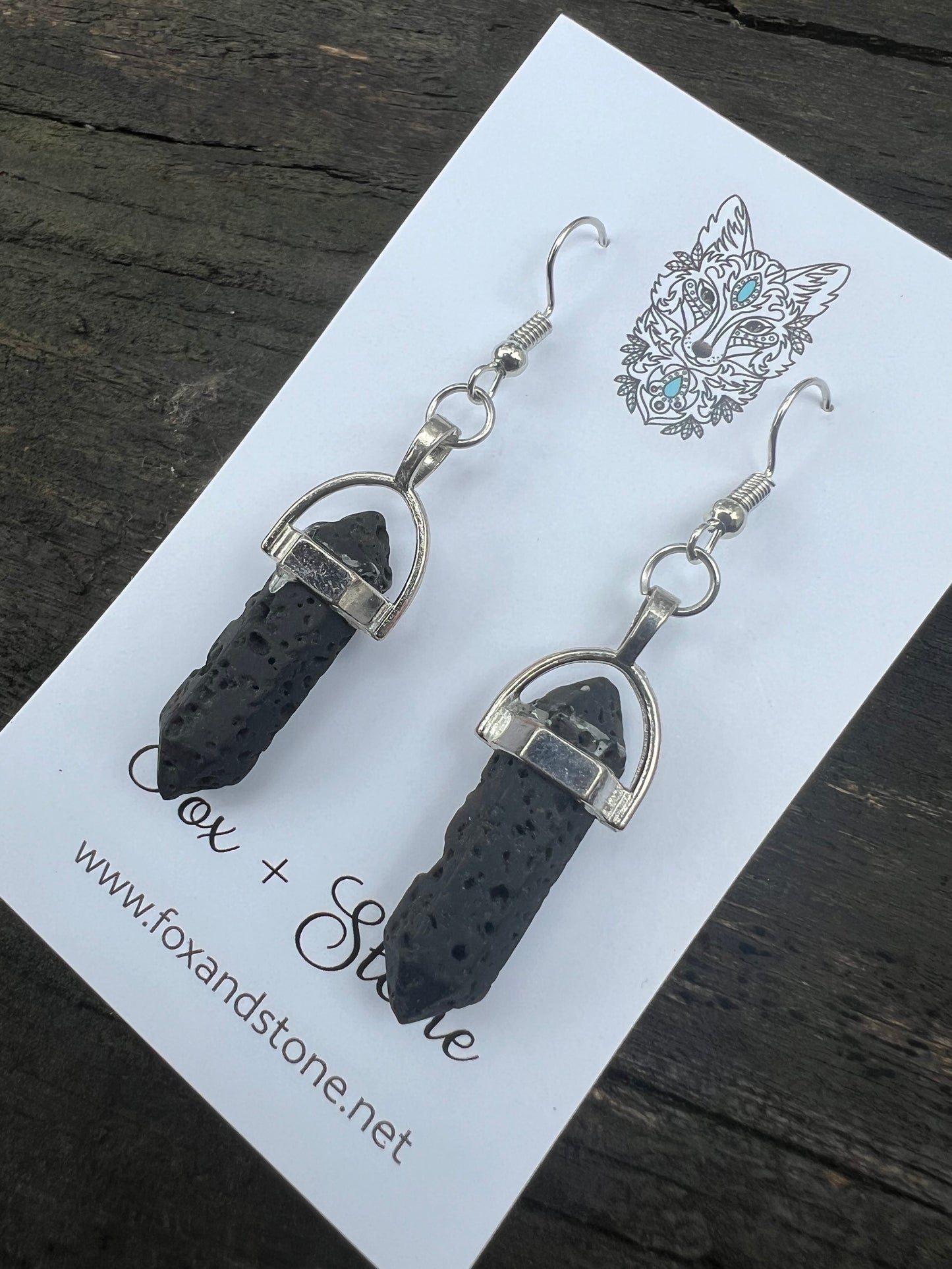 Lava Rock Gemstone Bullet Point Earrings