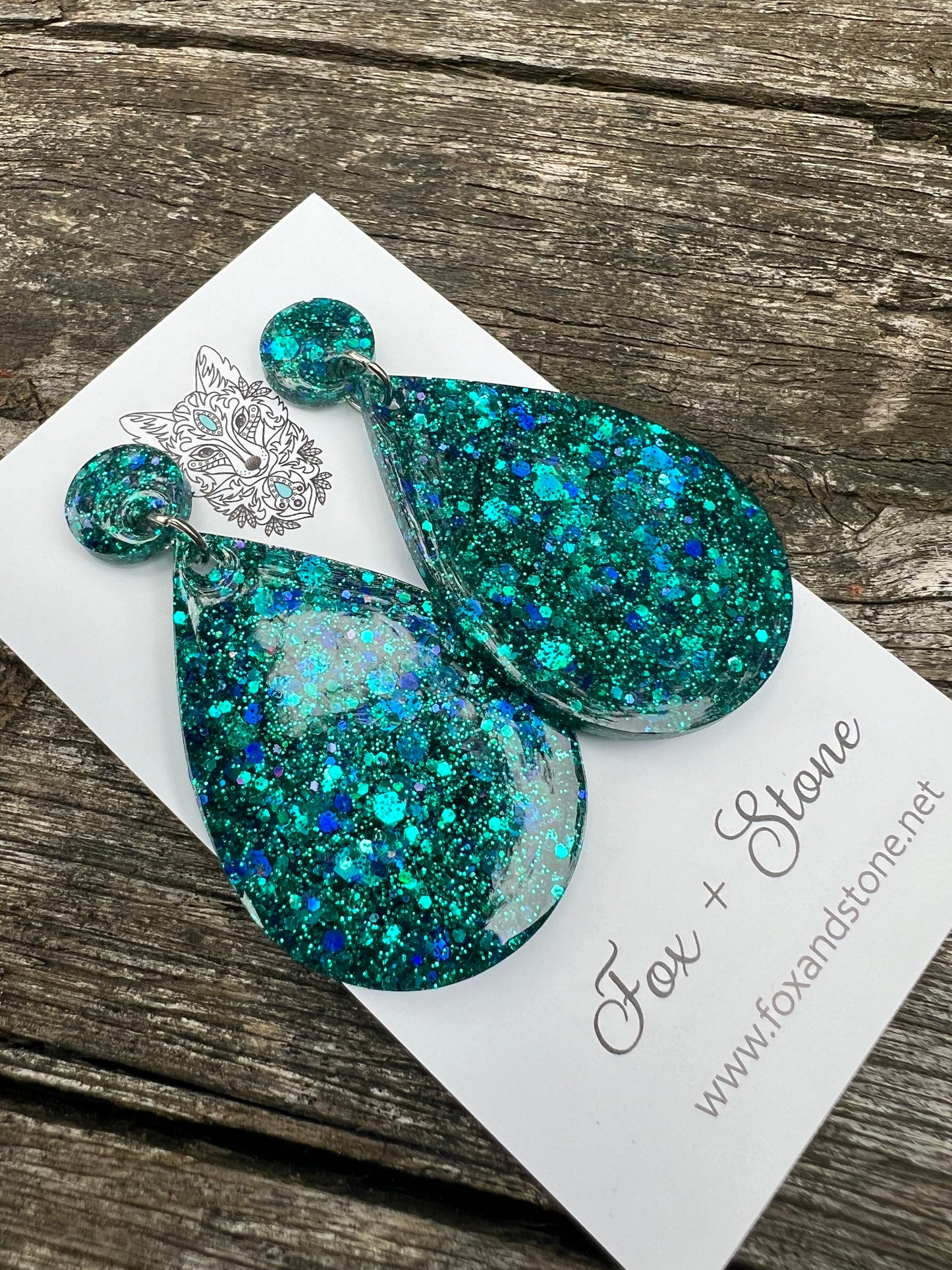 Teal Glitter Delights Resin Earrings