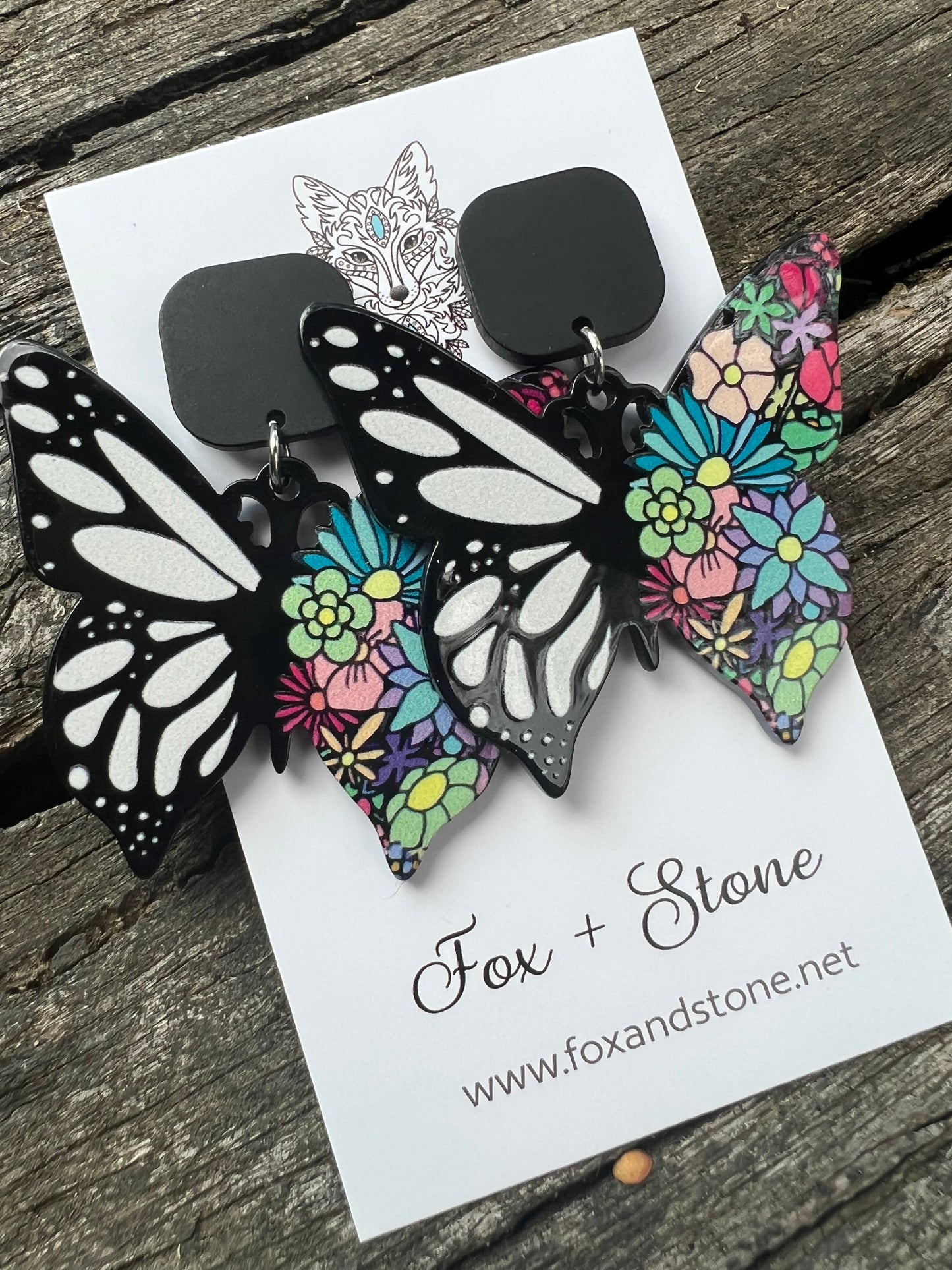 Bold Butterfly Floral Stud Earrings