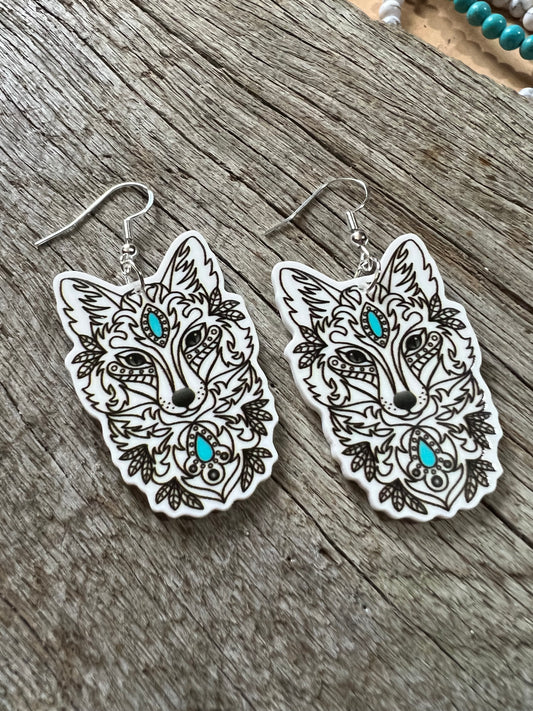 Fox and Stone Resin Earrings