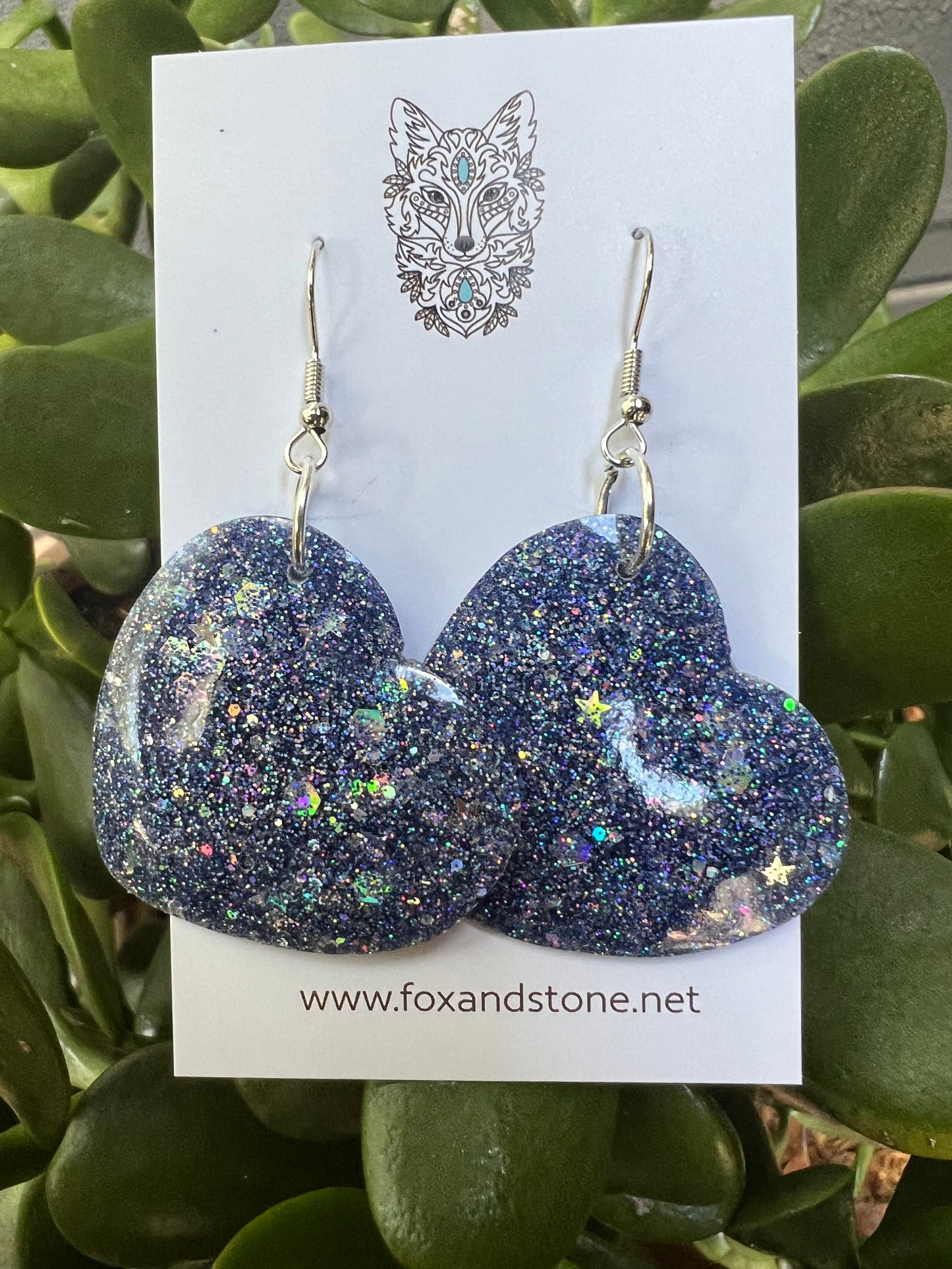 Holographic Super Sparkling Glitter Heart Earrings