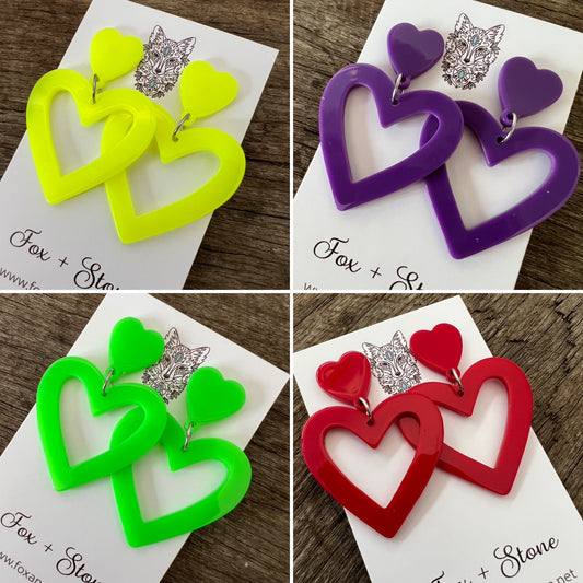 Heart To Heart Green Earrings
