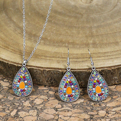 Bold Teardrop Pendant Earring Set