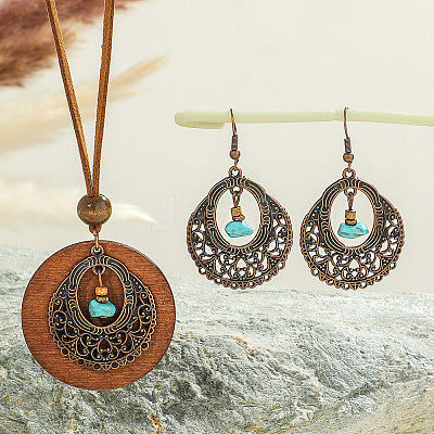 Boho Lace Pendant Earring Set