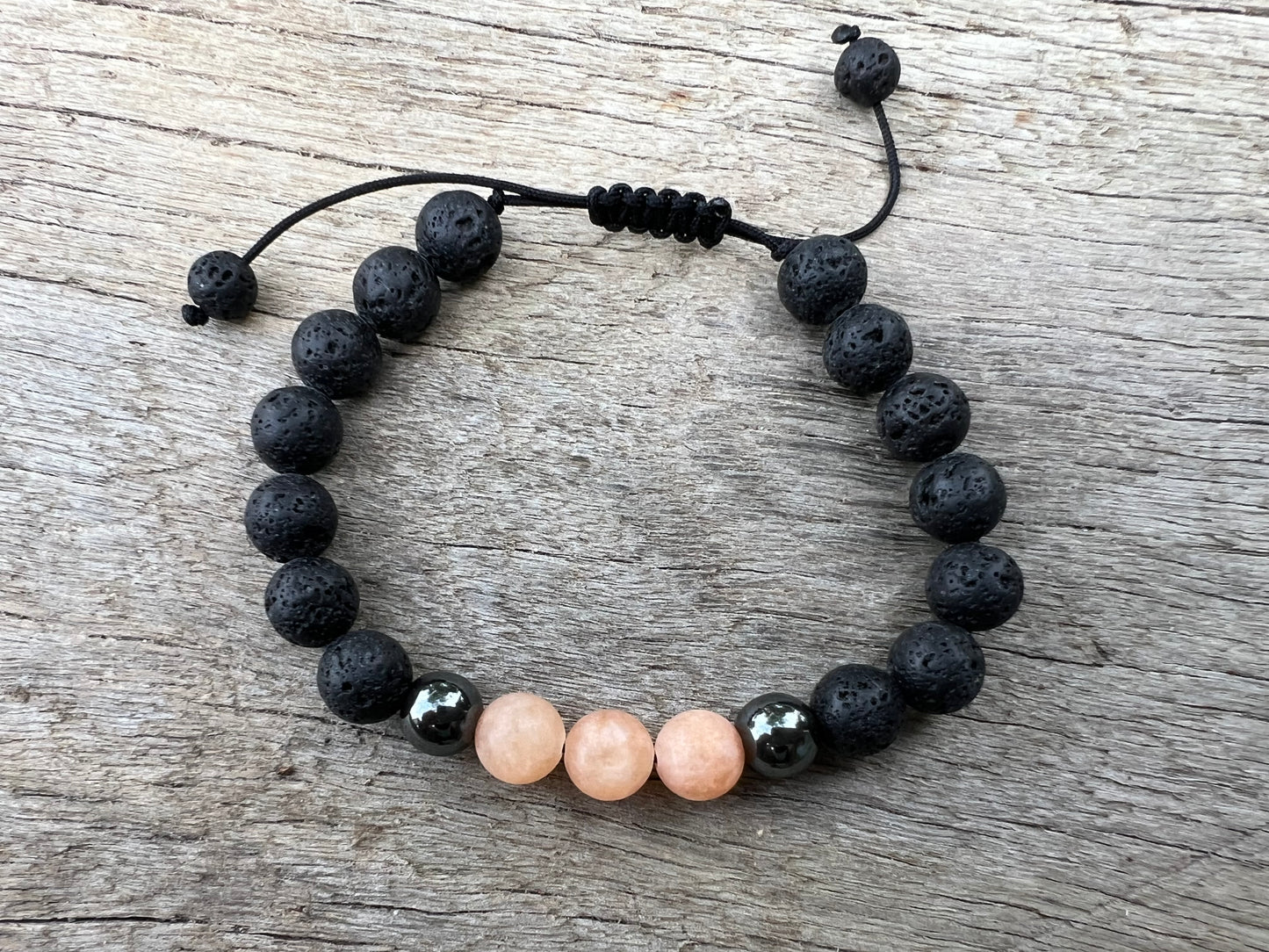 Pale Jasper Lava Hematite Gemstone Bracelet