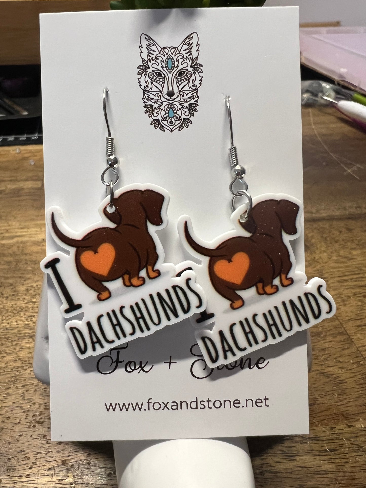 I Love Dachshunds Earrings