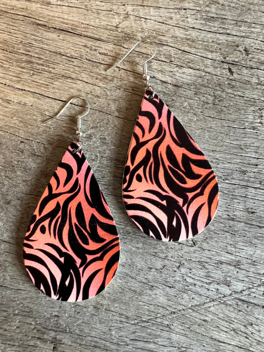 Tiger Print Wood Earrings