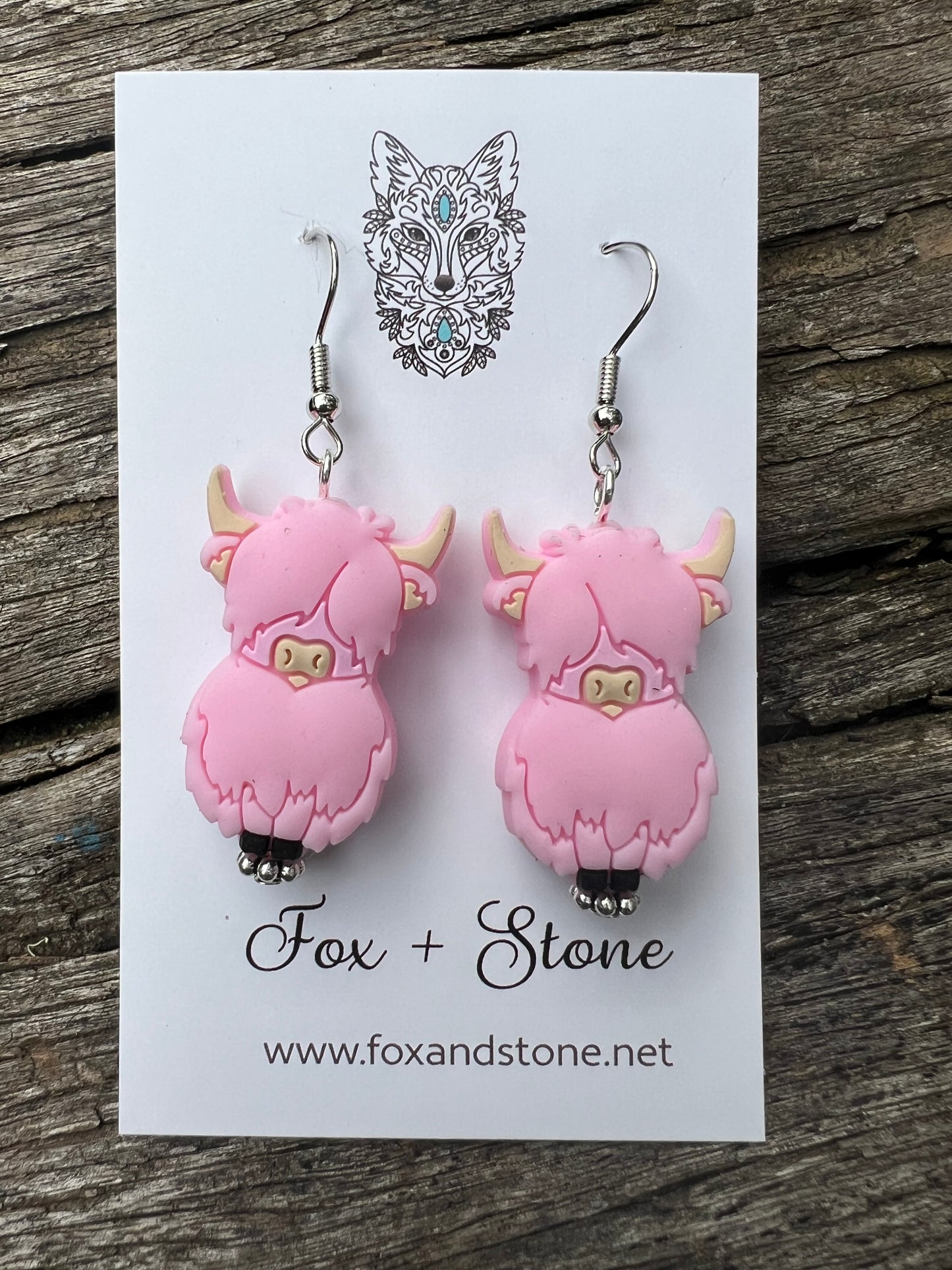 Super Cute Pink Highland Cow Earrings