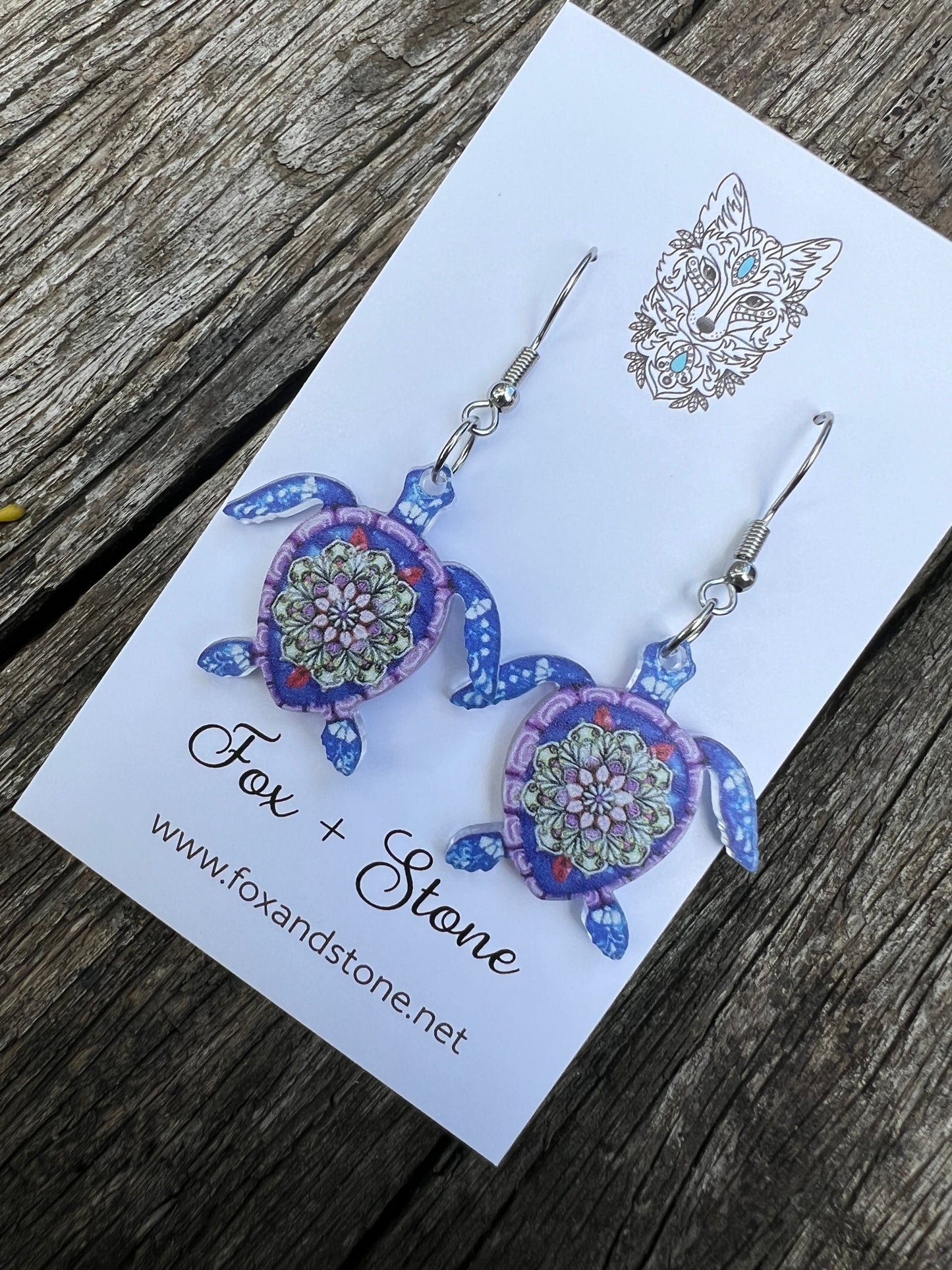 Beautiful Petite Purple Turtle Earrings