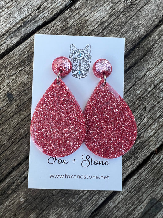 Floss Pink Glitter Delights Resin Earrings