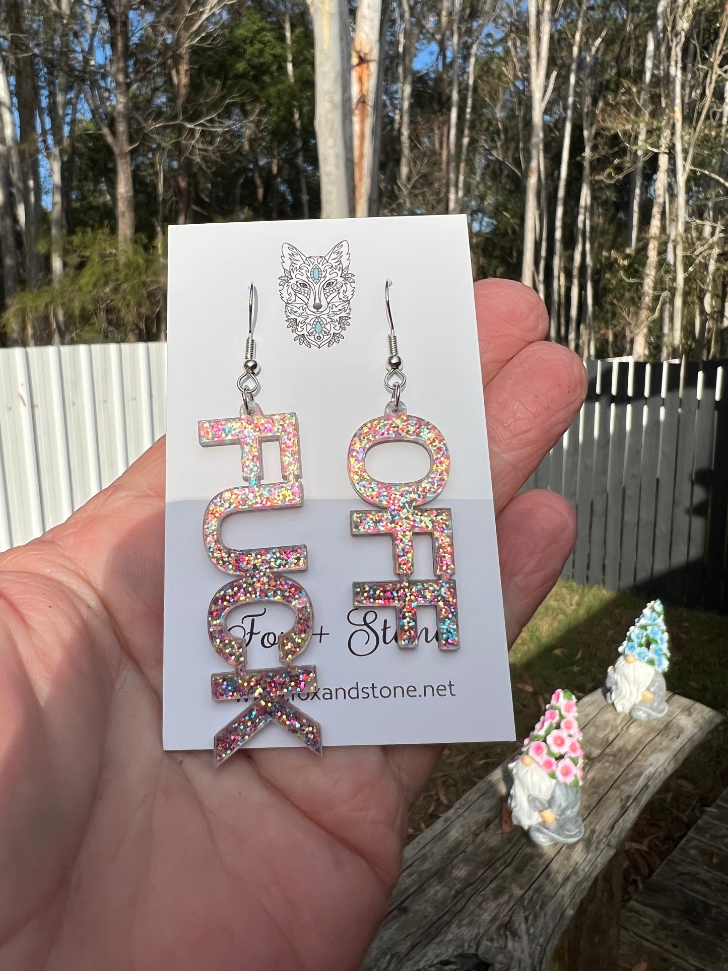 Confetti “F” Off Dangle Earrings
