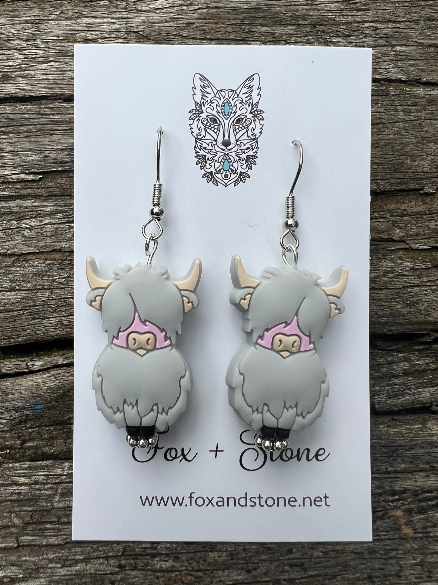 Super Cute Grey Highland Cow Earrings