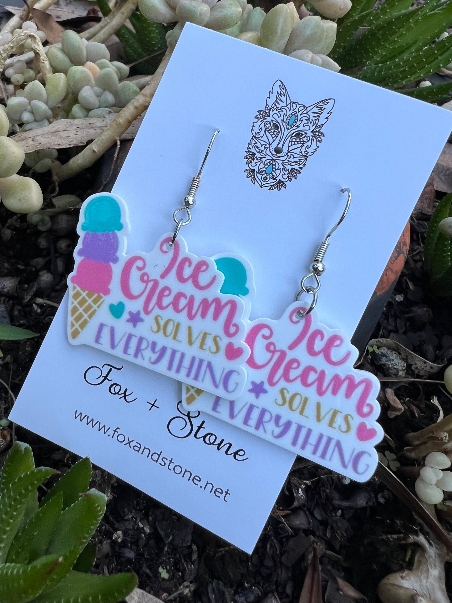 Ice Cream Solves Everything Earrings