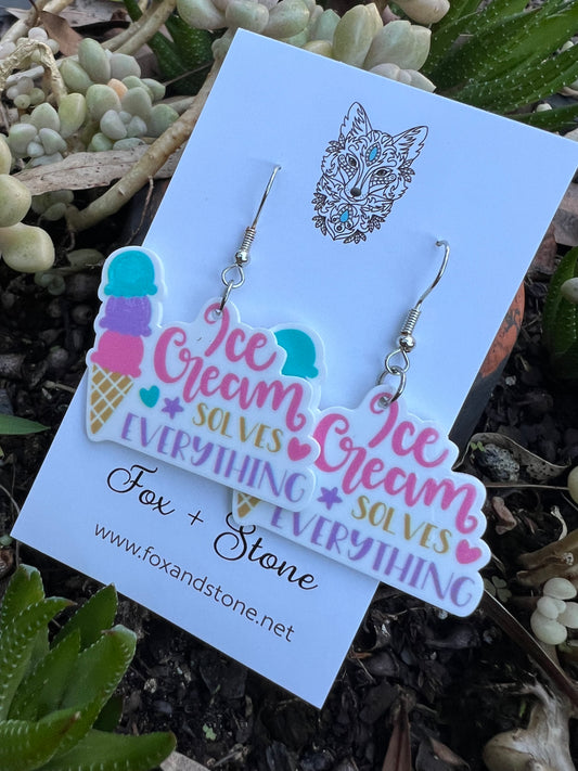 Ice Cream Solves Everything Earrings
