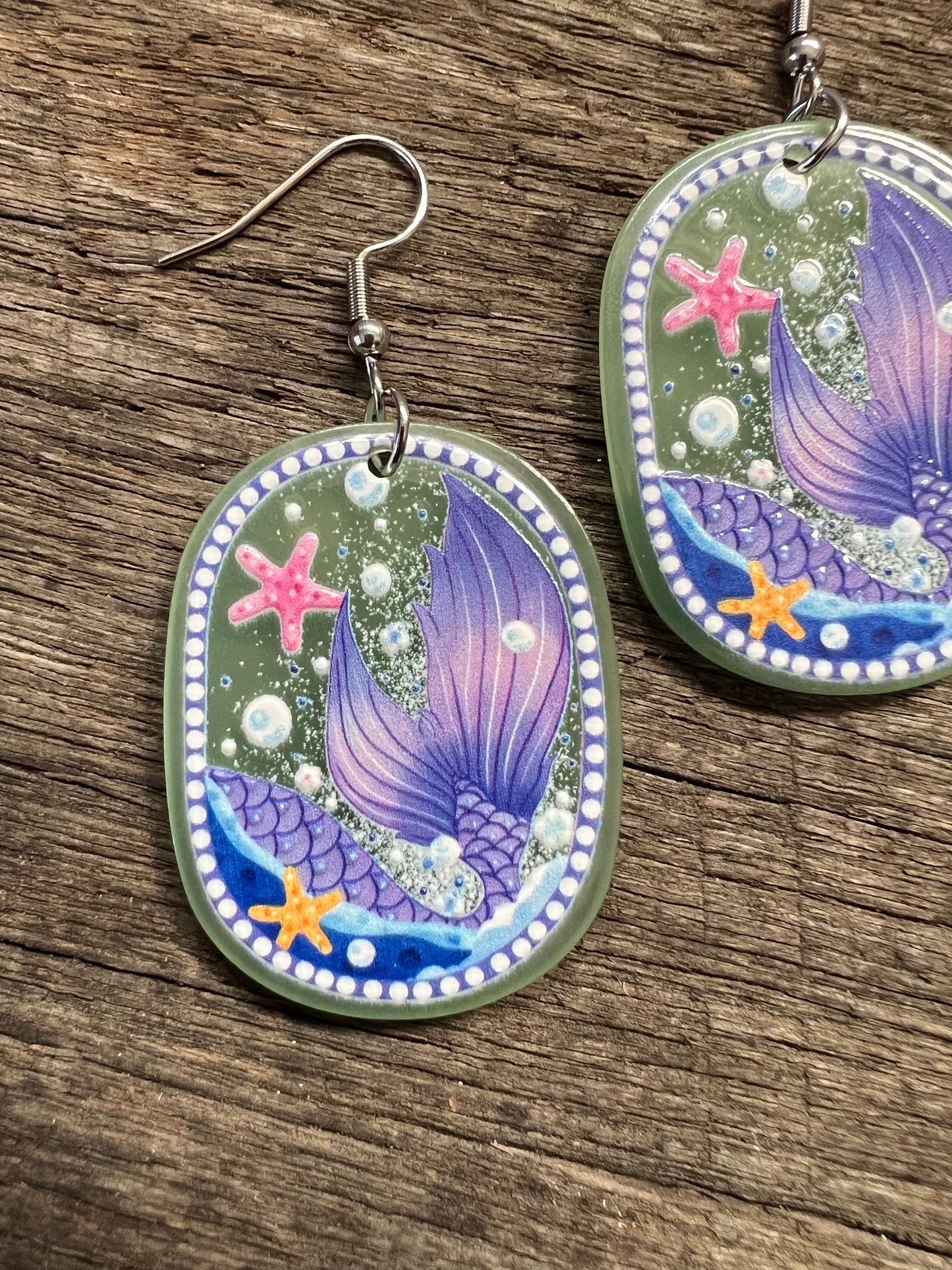 Mermaid Tail Ocean Earrings