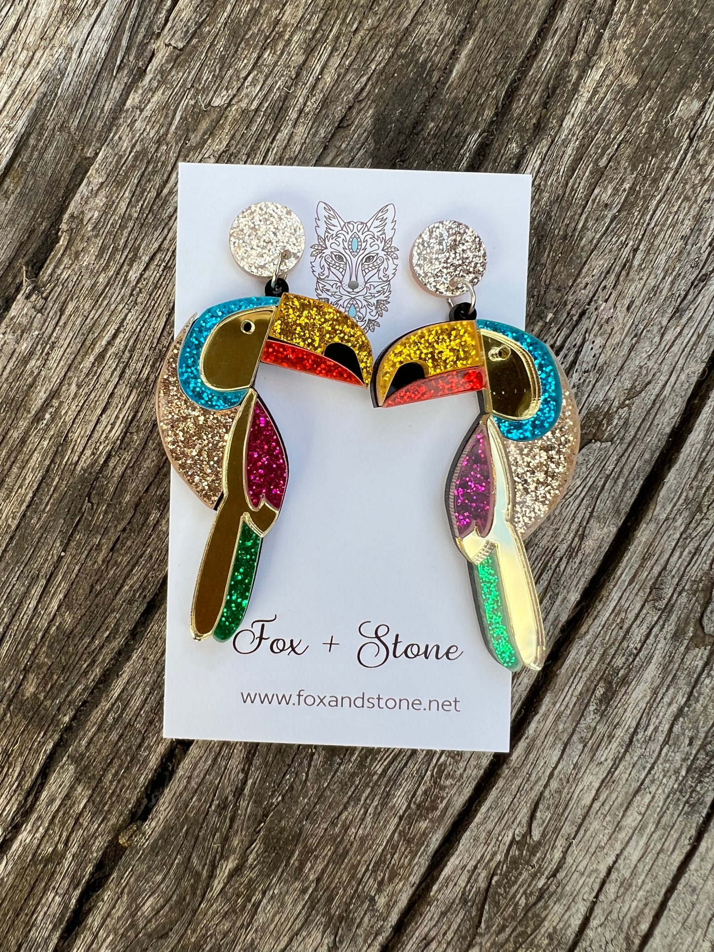 Bold Parrot Mirror Earrings