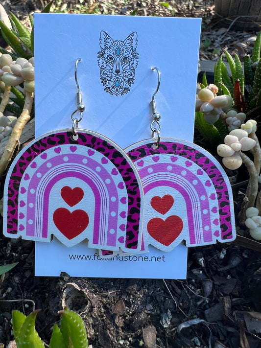 Wood Heart Arch Earrings