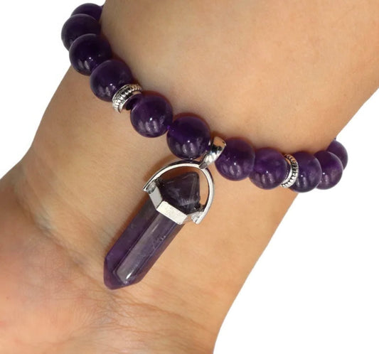 Amethyst Gemstone Bullet Bracelet